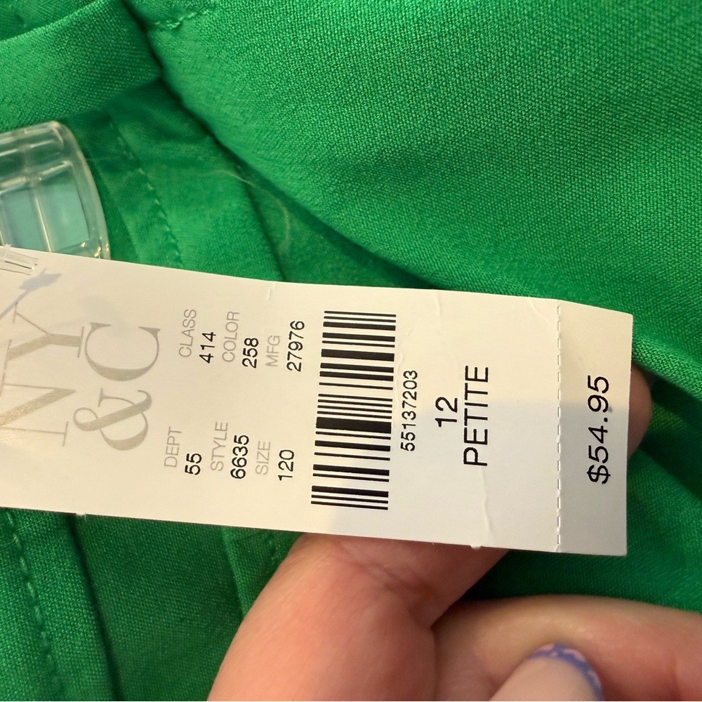 New York & Company Bright Green Straight-Leg Ponte Pants new with tags 12P - Picture 3 of 5